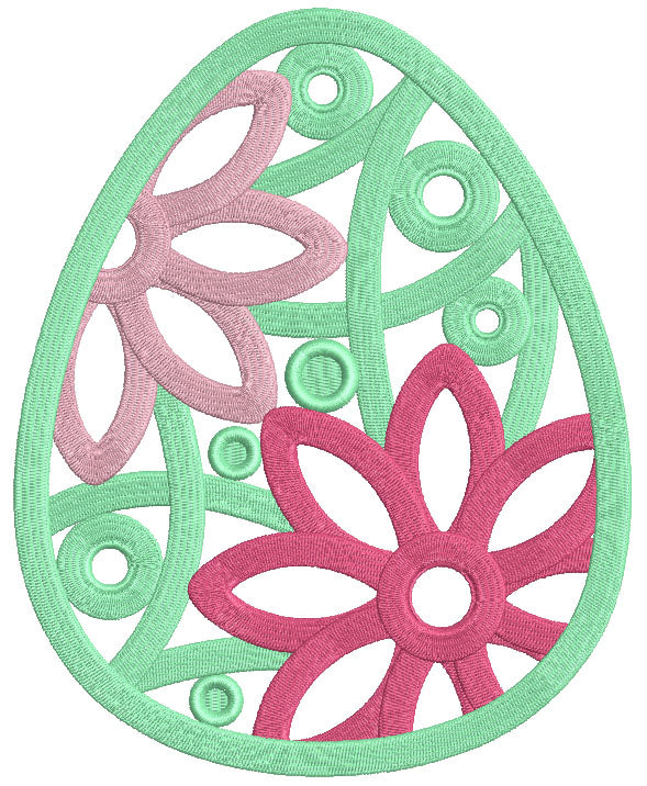 Easter Egg With Green Shell And Green Polka Dots Filled Machine Embroidery Design Digitized Pattern