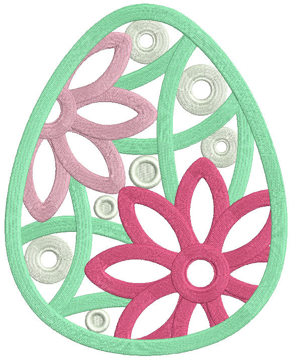 Easter Egg With Green Shell And White Polka Dots Filled Machine Embroidery Design Digitized Pattern