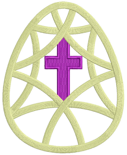 Easter Egg With a Cross Filled Machine Embroidery Design Digitized Pattern