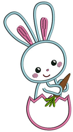 Easter Bunny Holding a Carrot Applique Machine Embroidery Design Digitized Pattern