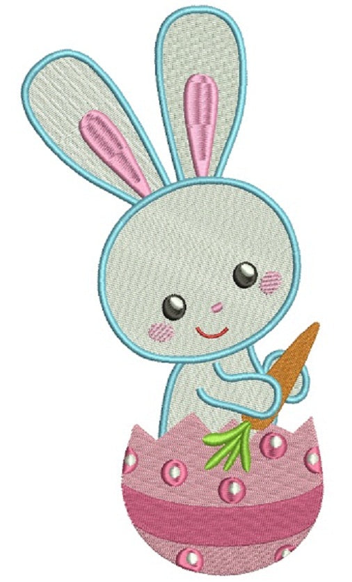 Easter Bunny Holding a Carrot Filled Machine Embroidery Design Digitized Pattern