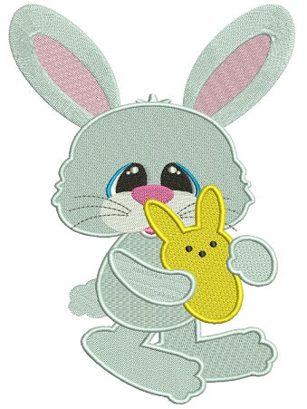 Easter Bunny Rabbit Filled Machine Embroidery Design Digitized Pattern