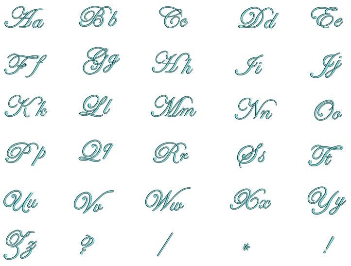 Edwardian Script Machine Embroidery Font Upper and Lower Case 1 2 3 in ...
