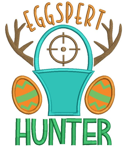 EggSpert Hunter Easter Eggs and Antlers Applique Machine Embroidery Design Digitized Pattern