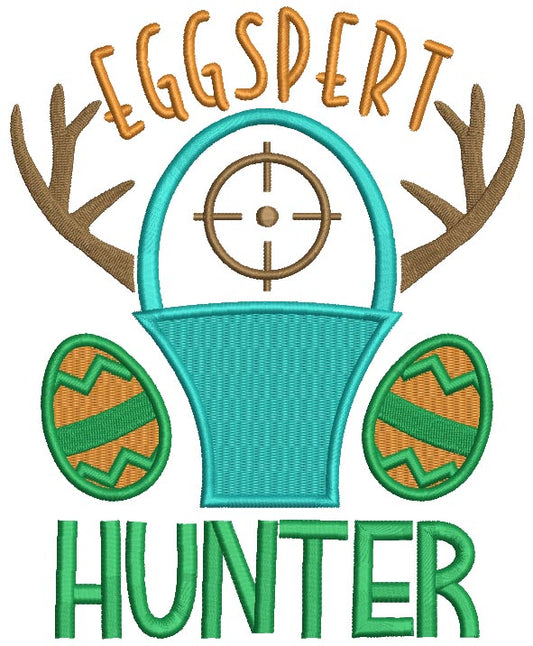 EggSpert Hunter Easter Eggs and Antlers Filled Machine Embroidery Design Digitized Pattern