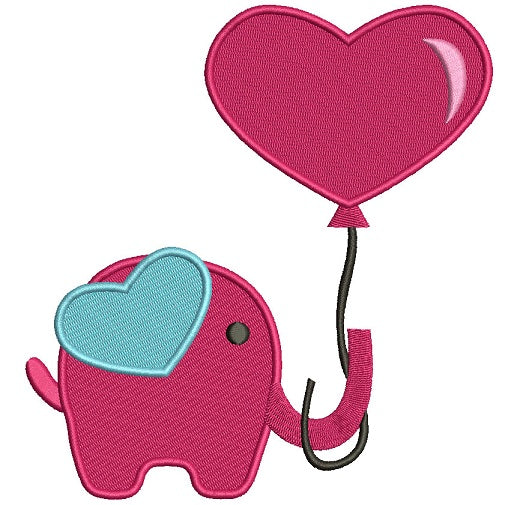 Elephant With Balloon Heart Filled Machine Embroidery Design Digitized Pattern