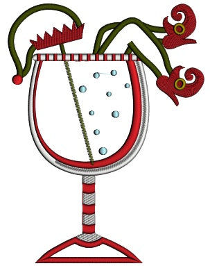 Elf Christmas Drink Applique Machine Embroidery Digitized Design Pattern