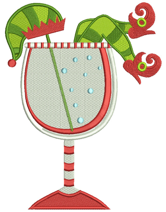 Elf Christmas Drink Filled Machine Embroidery Digitized Design Pattern
