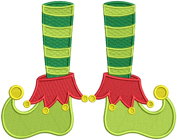 Elf Feet Christmas Filled Machine Embroidery Design Digitized Pattern