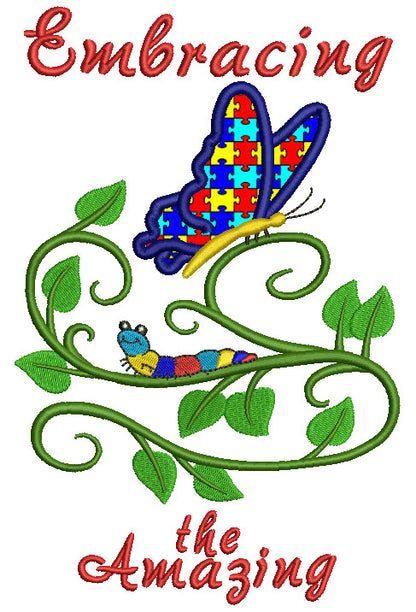 Embracing The Amazing Autism Awareness Butterfly Applique Machine Embroidery Design Digitized Pattern