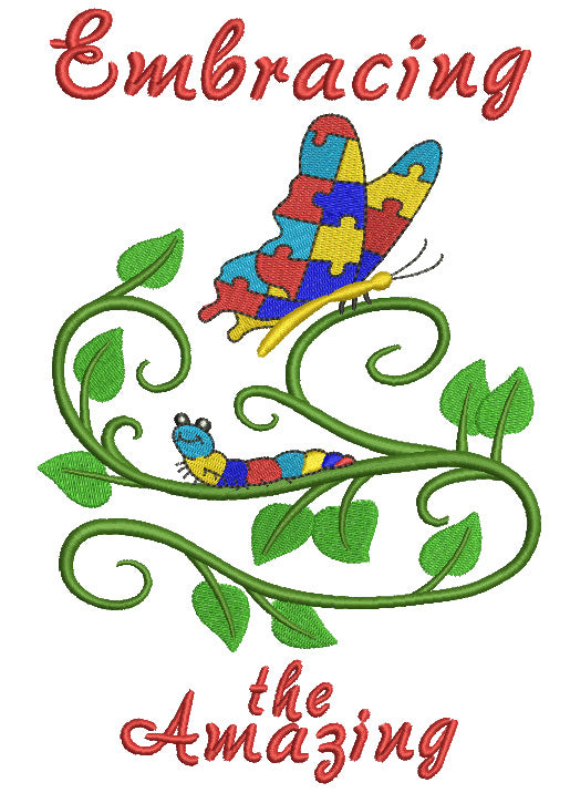Embracing The Amazing Autism Awareness Butterfly Filled Machine Embroidery Design Digitized Pattern