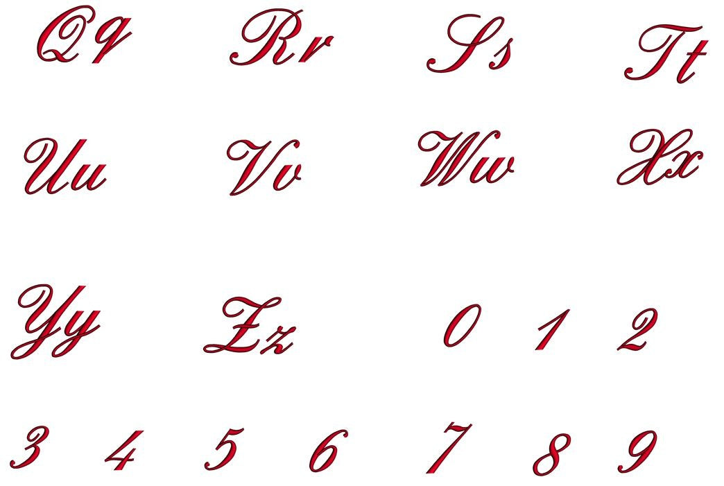 England Hand Script Machine Embroidery Font Upper and Lower Case 1 2 3 ...
