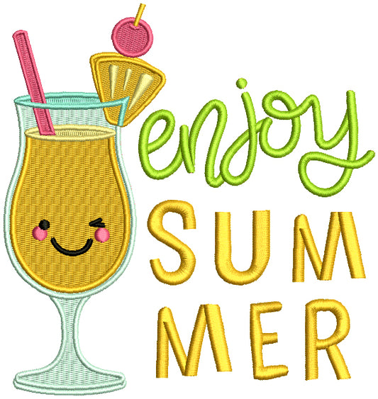 Enjoy Summer Cocktail Filled Machine Embroidery Design Digitized Pattern