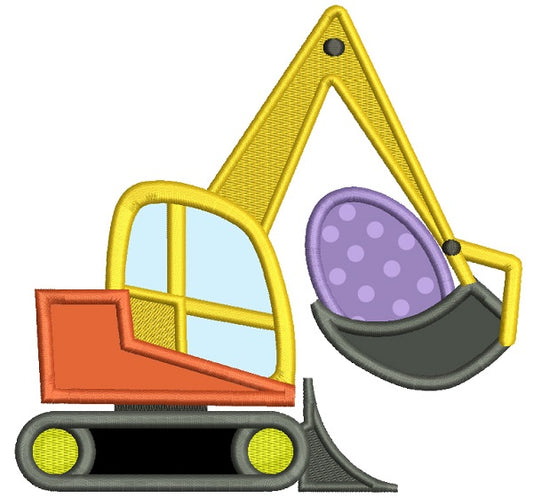 Excavator With An Easter Egg Applique Machine Embroidery Design Digitized Pattern