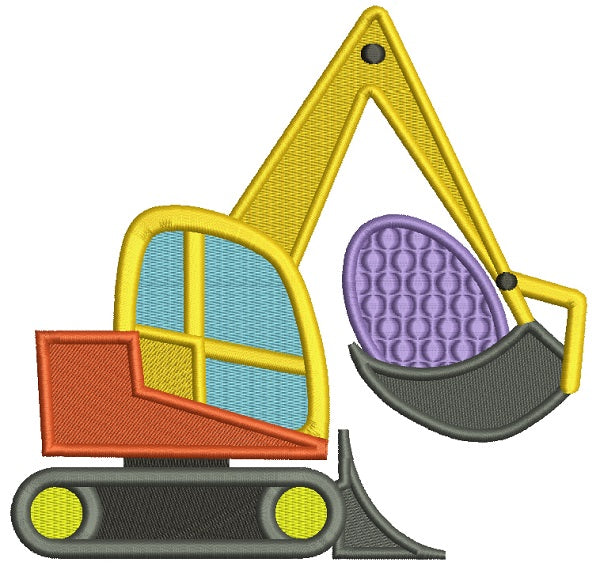 Excavator With An Easter Egg Filled Machine Embroidery Design Digitized Pattern