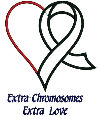 Extra Chromosome Extra Love Heart Down Syndrome Awareness Applique Machine Embroidery Digitized Design Pattern