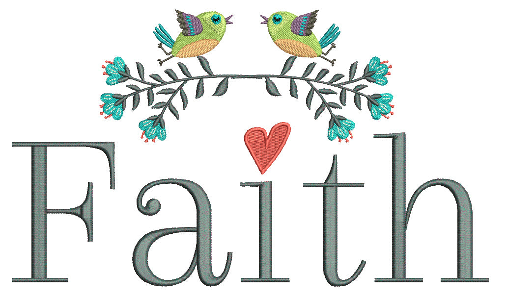 Faith Two Birds Religious Filled Machine Embroidery Design Digitized Pattern