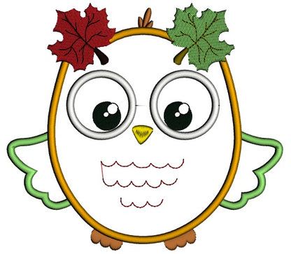 Fall Owl Applique Machine Embroidery Design Digitized Pattern