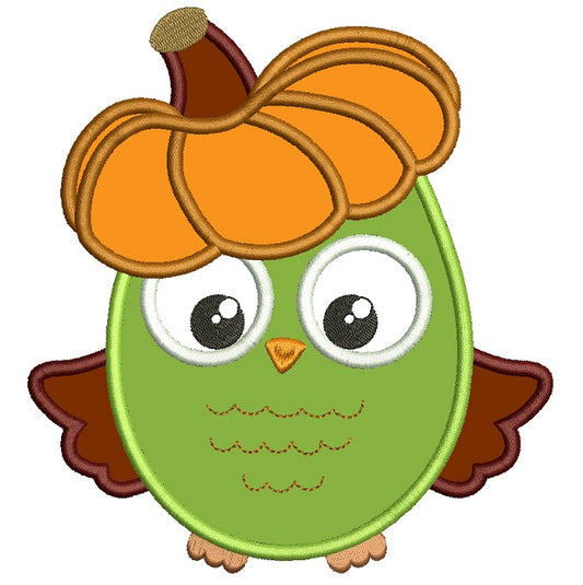 Fall Owl With Pumpkin On His Head Applique Machine Embroidery Design Digitized Pattern