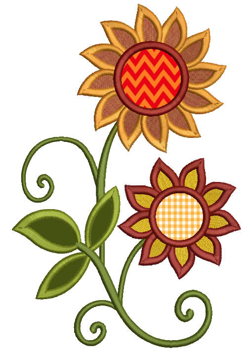 Fall Wild Flowers Applique Machine Embroidery Design Digitized Pattern