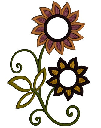 Fall Wild Flowers Applique Machine Embroidery Design Digitized Pattern