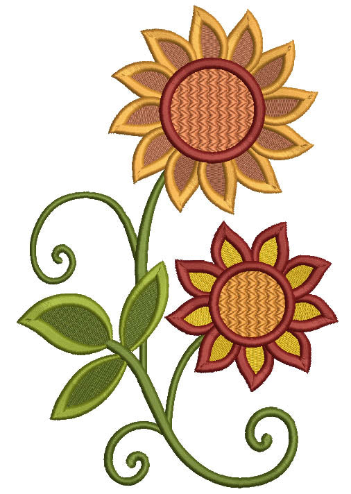 Fall Wild Flowers Filled Machine Embroidery Design Digitized Pattern