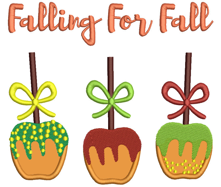 Falling For Fall Three Apples Applique Machine Embroidery Design Digitized Pattern