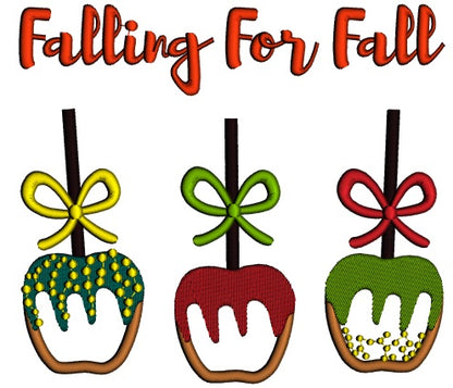 Falling For Fall Three Apples Applique Machine Embroidery Design Digitized Pattern