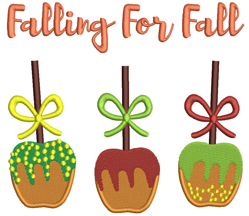Falling For Fall Three Apples Filled Machine Embroidery Design Digitized Pattern