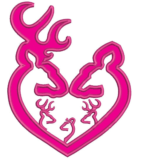 Family Buck Doe Two Boys and One Girl Hunting Applique Machine Embroidery Digitized Design Pattern