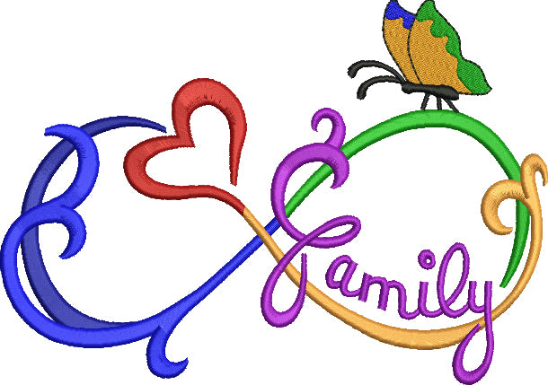 Family Heart Infinity Love Autism Awareness Filled Machine Embroidery Digitized Design Pattern