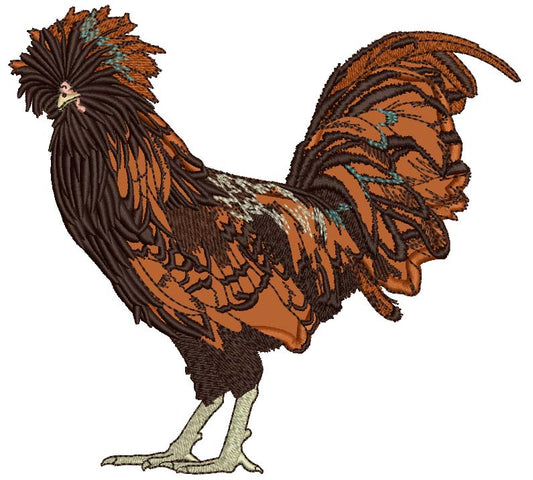 Fancy Brown Rooster Applique Machine Embroidery Design Digitized Pattern