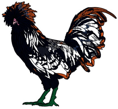 Fancy Brown Rooster Applique Machine Embroidery Design Digitized Pattern