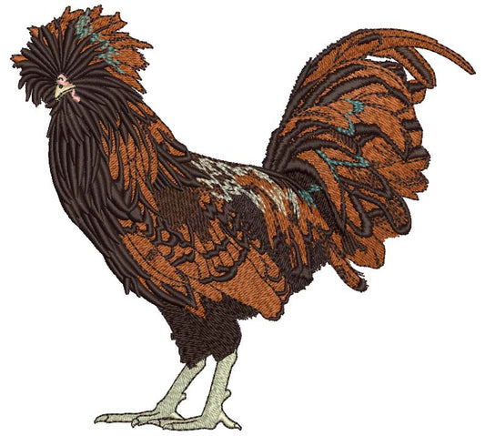 Fancy Brown Rooster Filled Machine Embroidery Design Digitized Pattern
