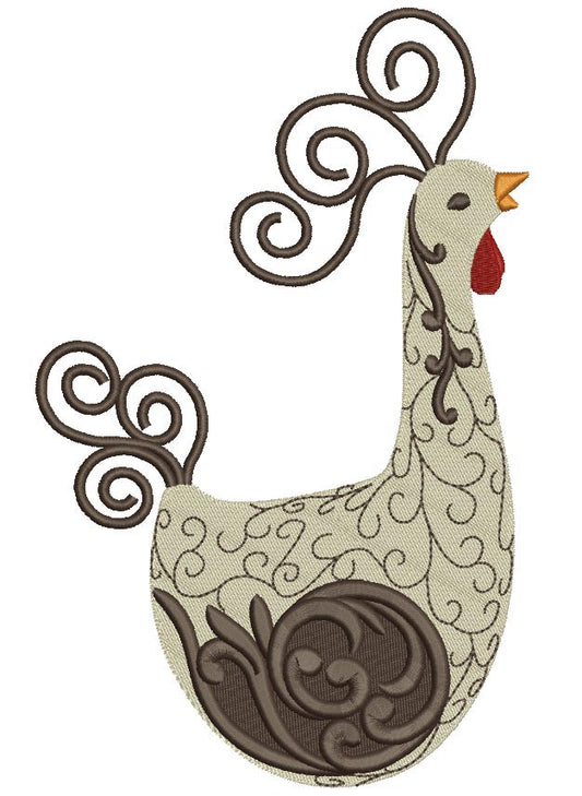 Fancy Chicken Filled Machine Embroidery Digitized Design Pattern