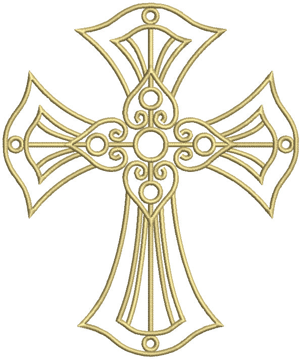 Fancy Decorative Cross Religious Filled Machine Embroidery Design Digitized Pattern