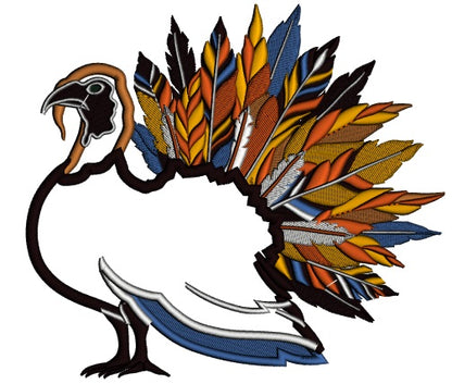 Fancy Feathered Turkey Thanksgiving Applique Machine Embroidery Design Digitized Pattern