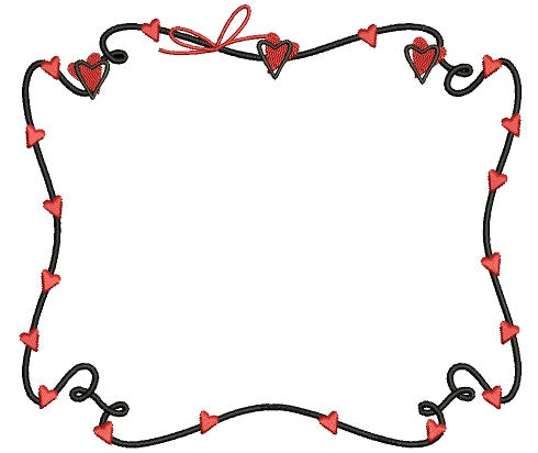 Fancy Frame With Hearts Filled Machine Embroidery Design Digitized Pattern