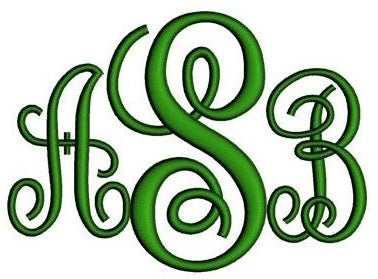 Fancy Monogram Embroidery Font Upper Case Satin Stitch Digitized -Instant Download-1,2,3 inch