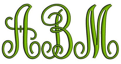 Fancy Monogram Embroidery Font Upper Case Satin Stitch Digitized -Instant Download-1,2,3 inch