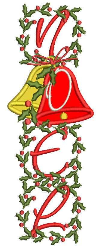 Fancy Christmas Bells Applique Machine Embroidery Design Digitized Pattern