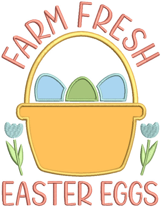 Farm Fresh Easter Eggs In The Basket Applique Machine Embroidery Design Digitized Pattern