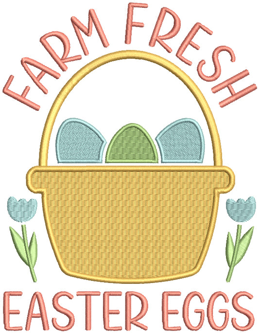Farm Fresh Easter Eggs In The Basket Filled Machine Embroidery Design Digitized Pattern