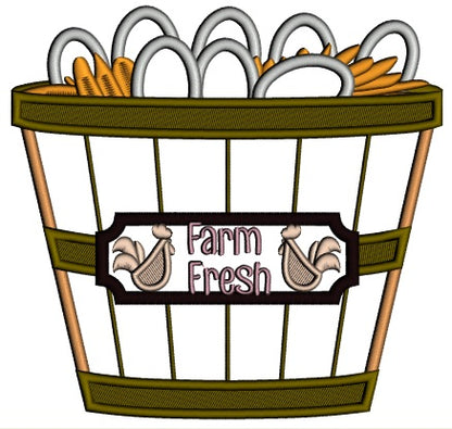 Farm Fresh Eggs In The Basket Fall Applique Machine Embroidery Design Digitized Pattern