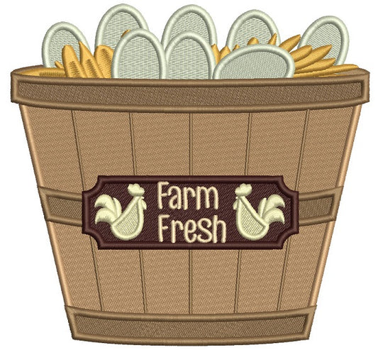 Farm Fresh Eggs In The Basket Fall Filled Machine Embroidery Design Digitized Pattern