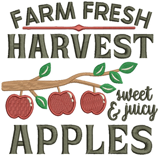 Farm Fresh Harvest And Sweet Juicy Apples Filled Machine Embroidery Design Digitized Pattern