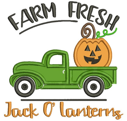 Farm Fresh Jack O'lanterns Truck With Pumpkin Applique Halloween Machine Embroidery Design Digitized Pattern