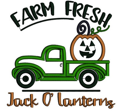 Farm Fresh Jack O'lanterns Truck With Pumpkin Applique Halloween Machine Embroidery Design Digitized Pattern