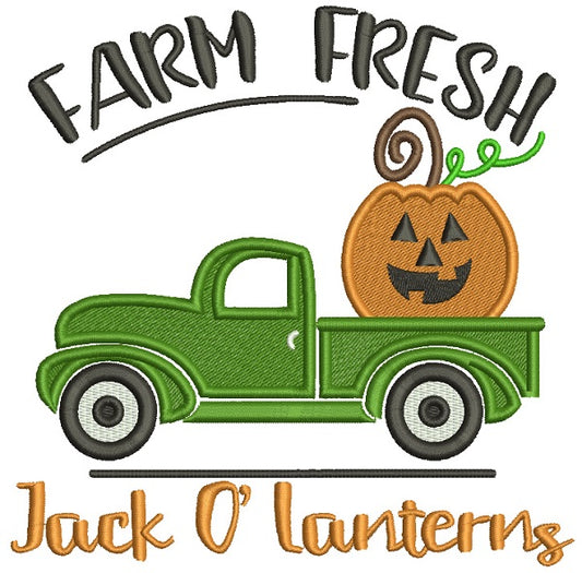Farm Fresh Jack O'lanterns Truck With Pumpkin Filled Halloween Machine Embroidery Design Digitized Pattern