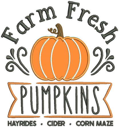 Farm Fresh Pumpkins Hayrides Cides Corn Maze Thanksgiving Applique Machine Embroidery Design Digitized Pattern